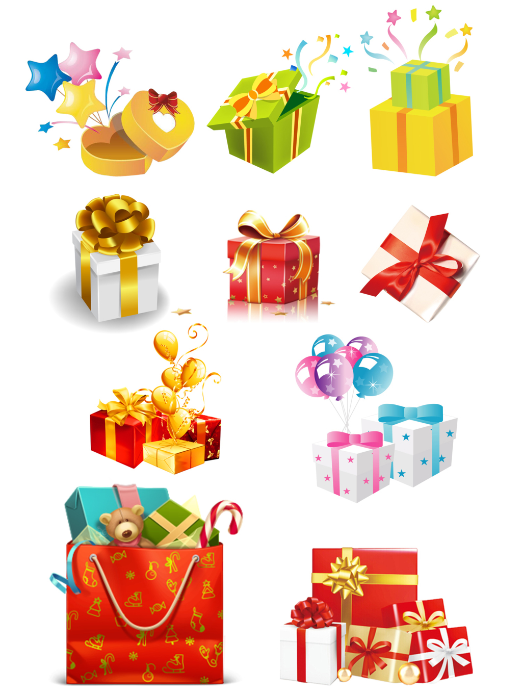 10款节日惊喜礼品盒免扣png素材