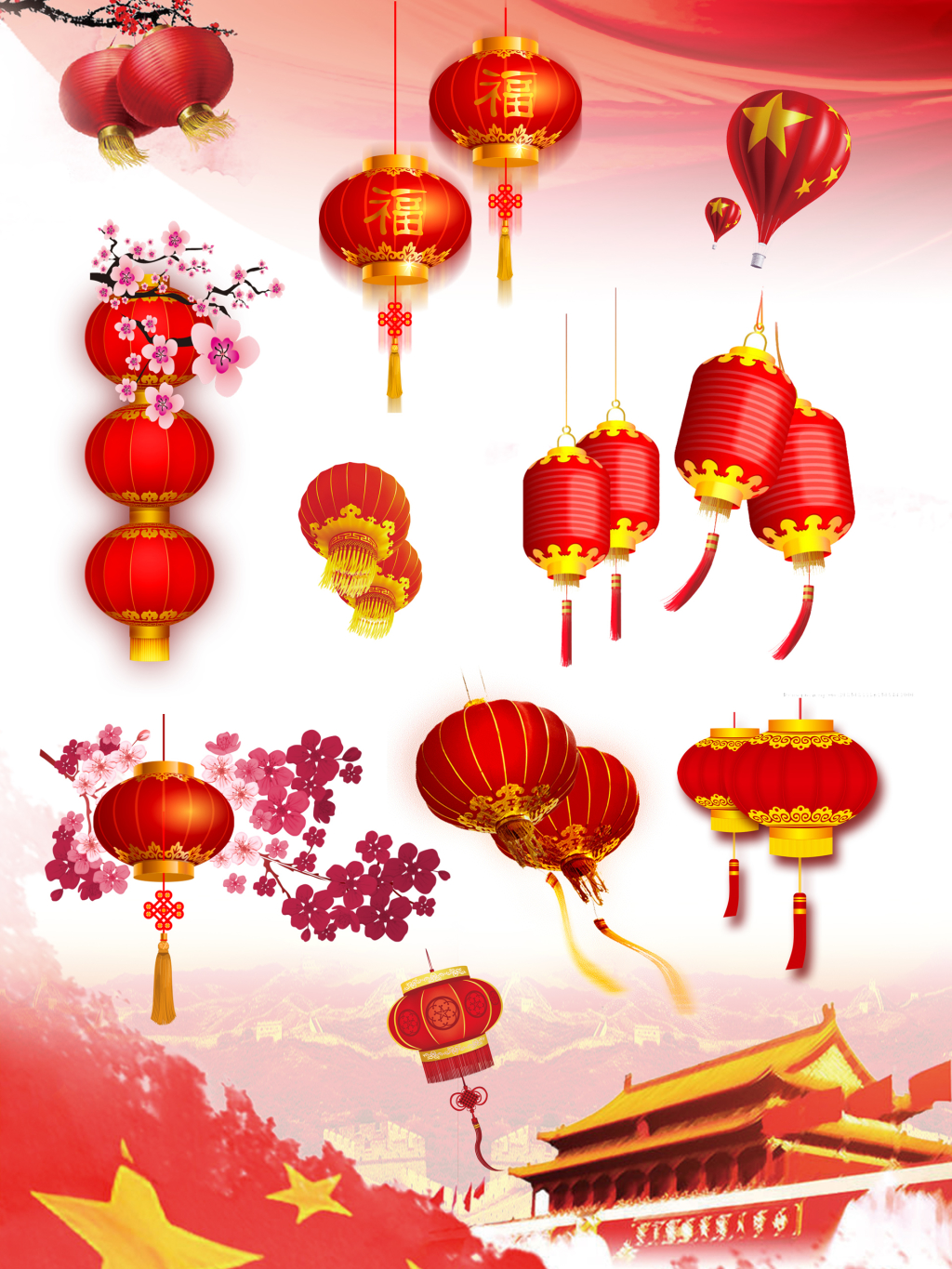 10个节日喜庆灯笼png素材