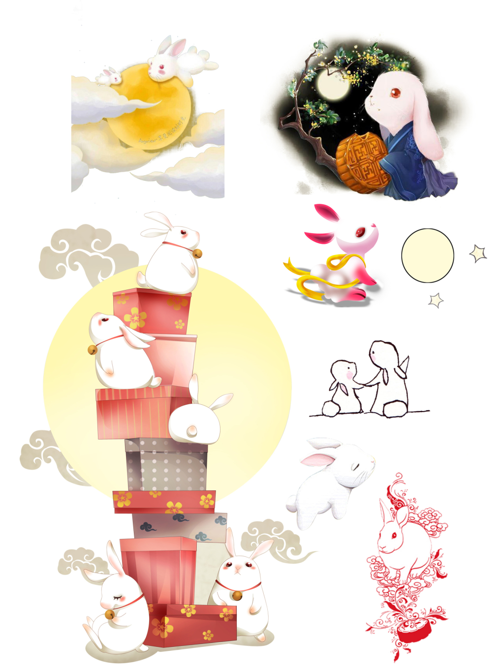 7款中秋玉兔装饰免扣素材