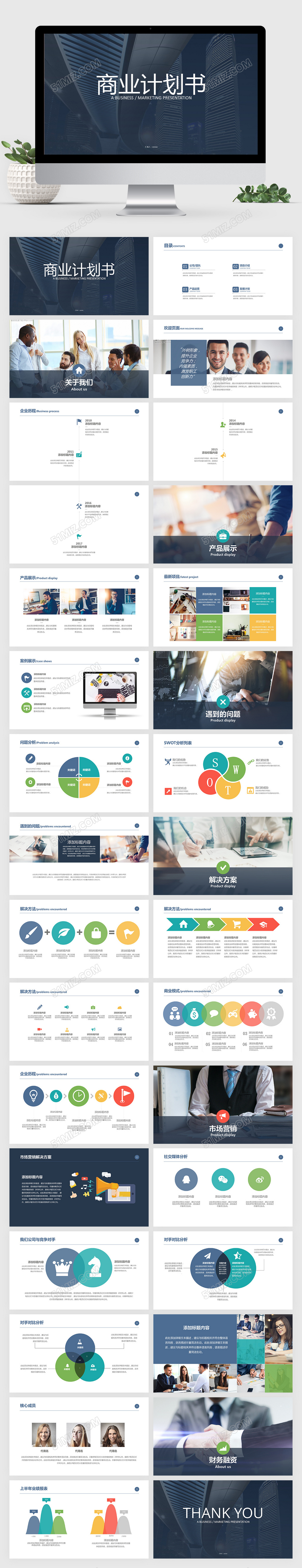 彩色商业计划书创业融资计划书PPT模板