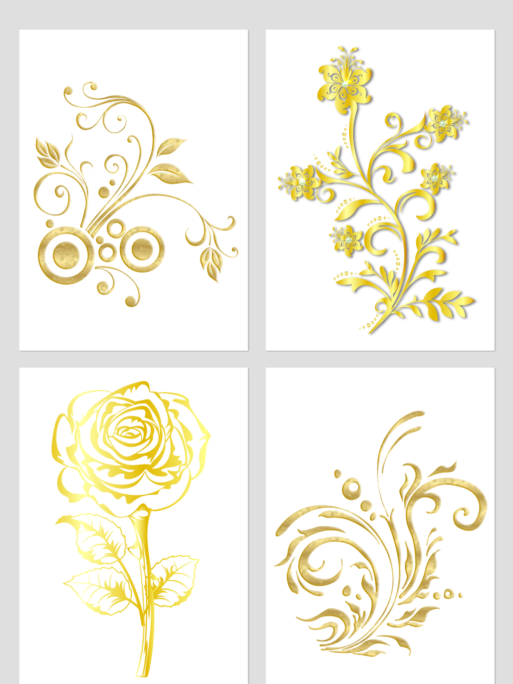 4个金色欧式华丽花纹底纹png素材