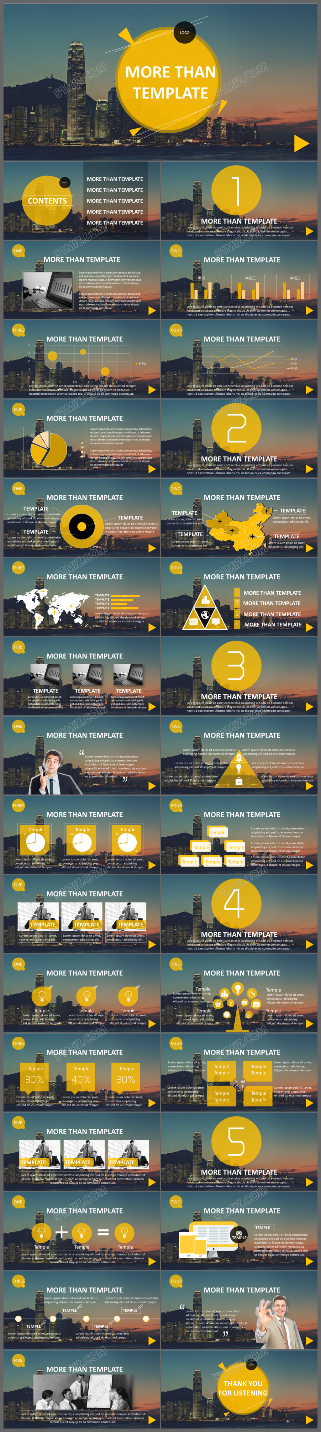 2017黄色简洁大气欧美商务工作汇报工作总结PPT模板
