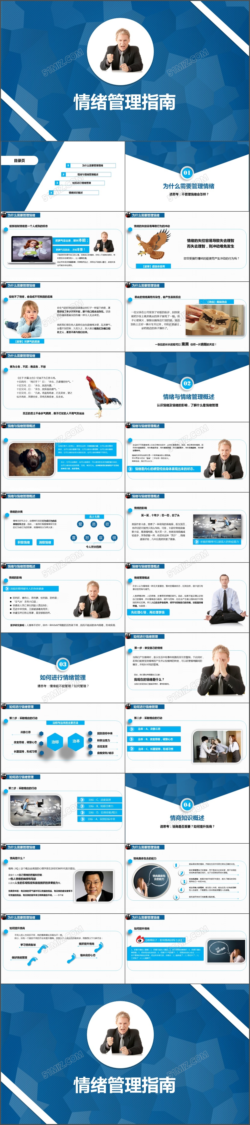 简约立体情绪管理指南PPT模板