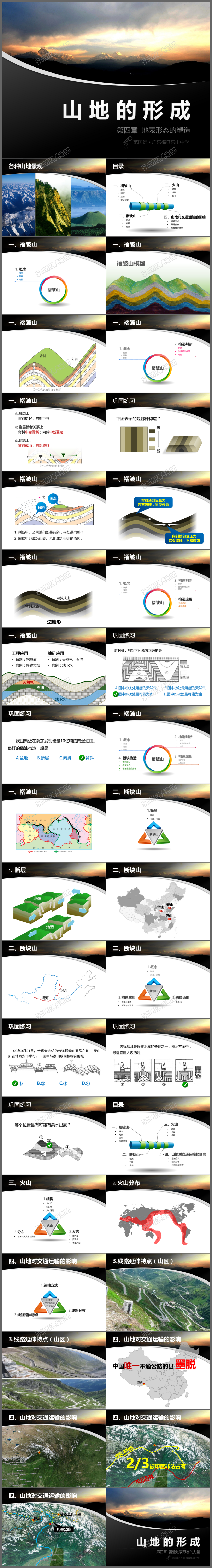 简洁大气山地的形成教师动态PPT模板
