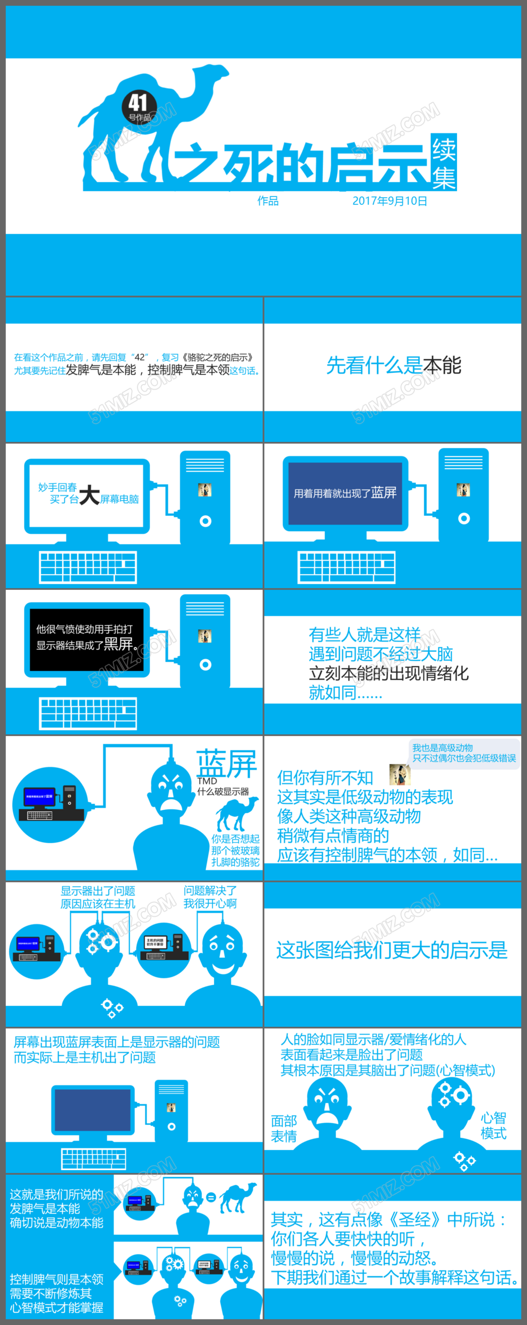 2017年蓝色骆驼之死的启示商务总结报告PPT动态模板
