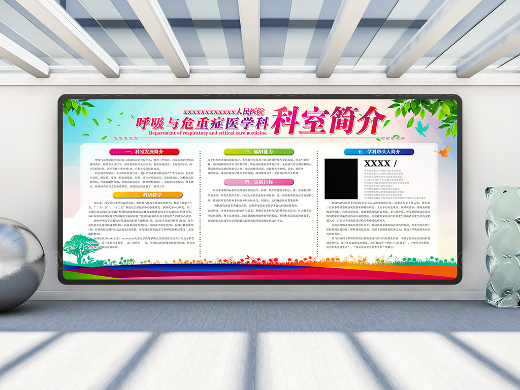 大气医院科室常识宣传展板
