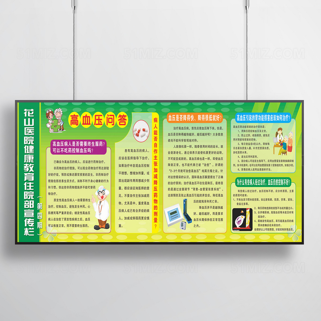 医院宣传画源文件高血压患者的中医保健健康宣传栏
