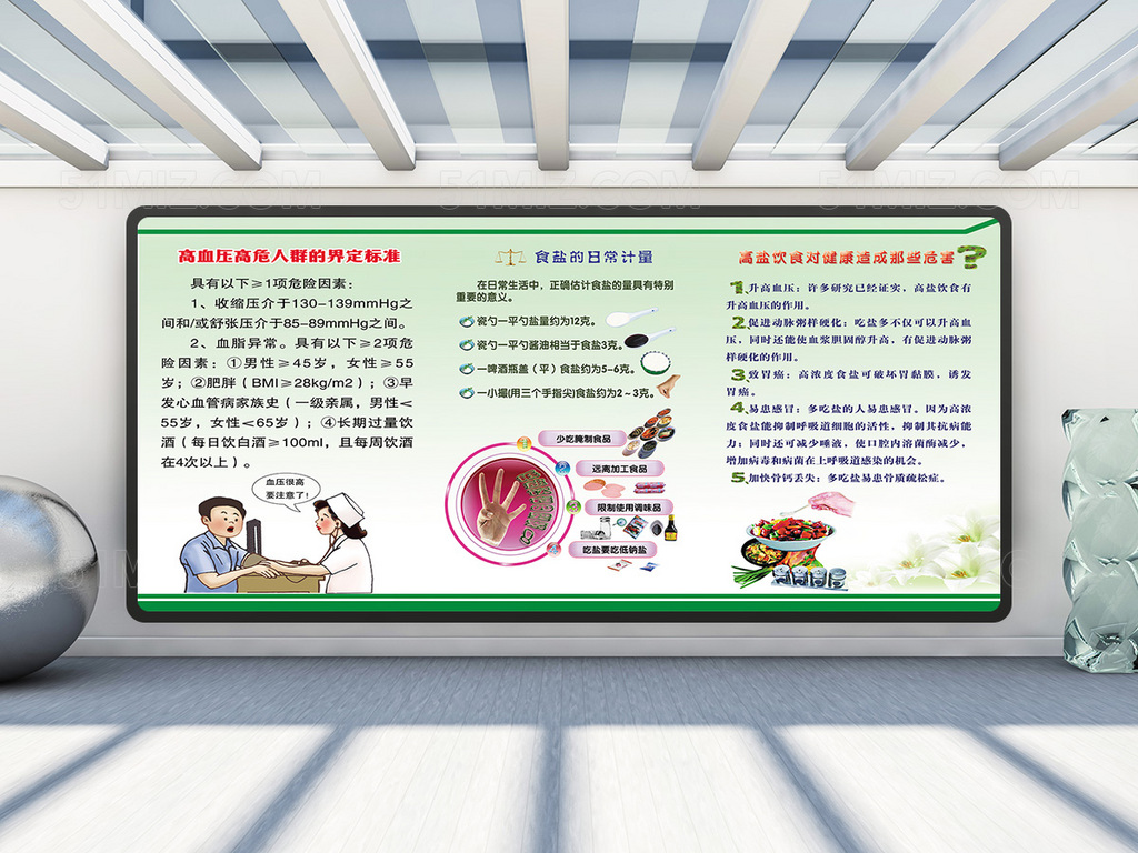 卡通医院高血压展板健康宣传栏图片
