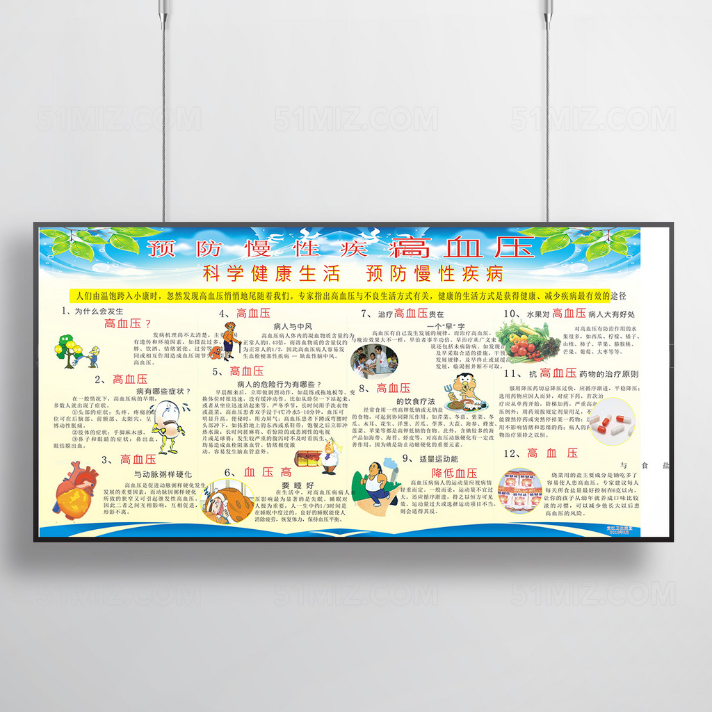 慢性疾病高血压的预防和治疗健康教育宣传图片
