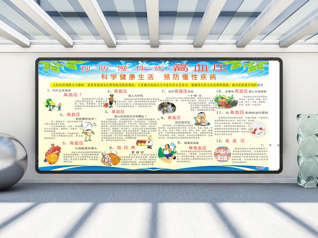 慢性疾病高血压的预防和治疗健康教育宣传图片
