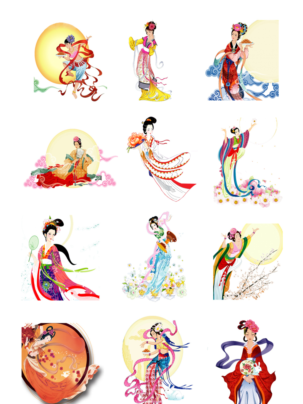 12个手绘嫦娥素材