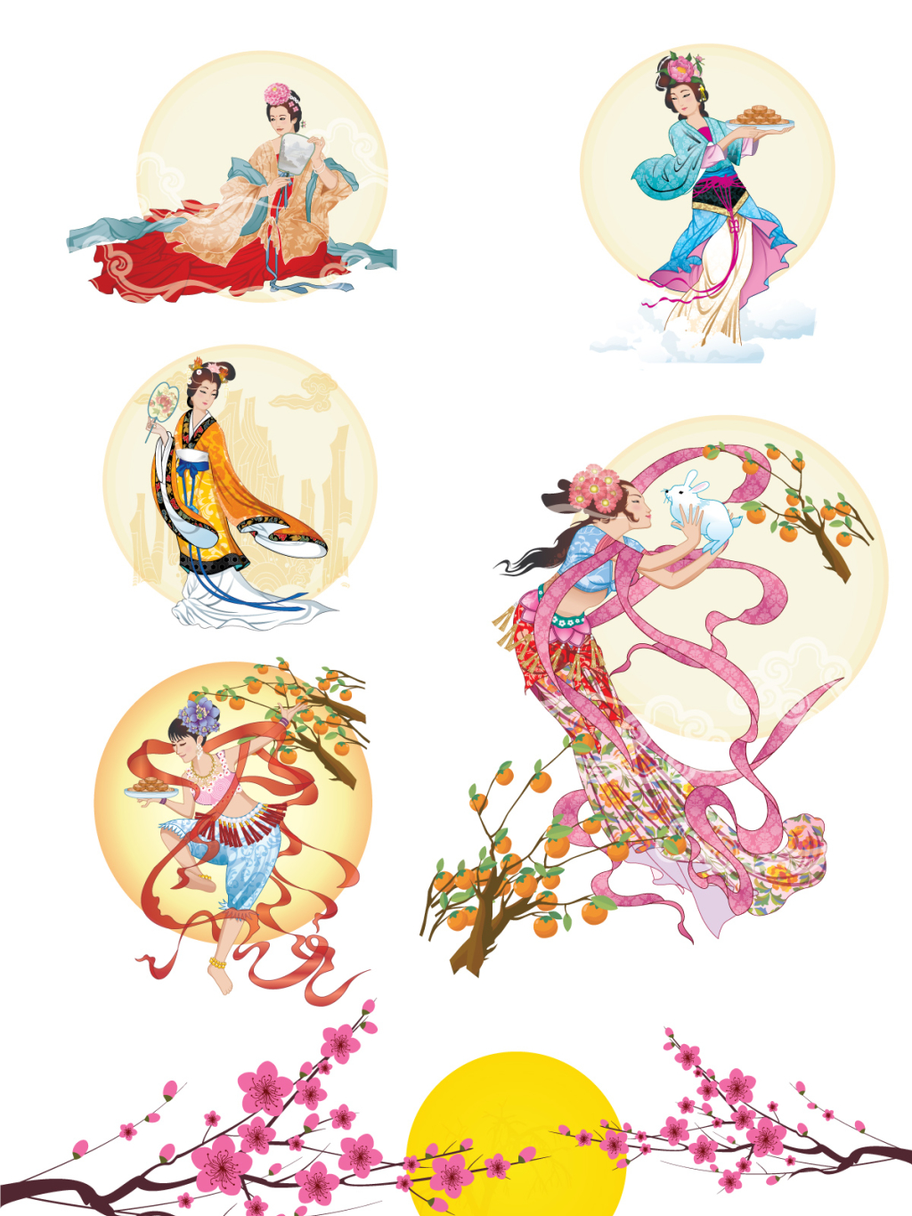 5个手绘中秋节嫦娥素材