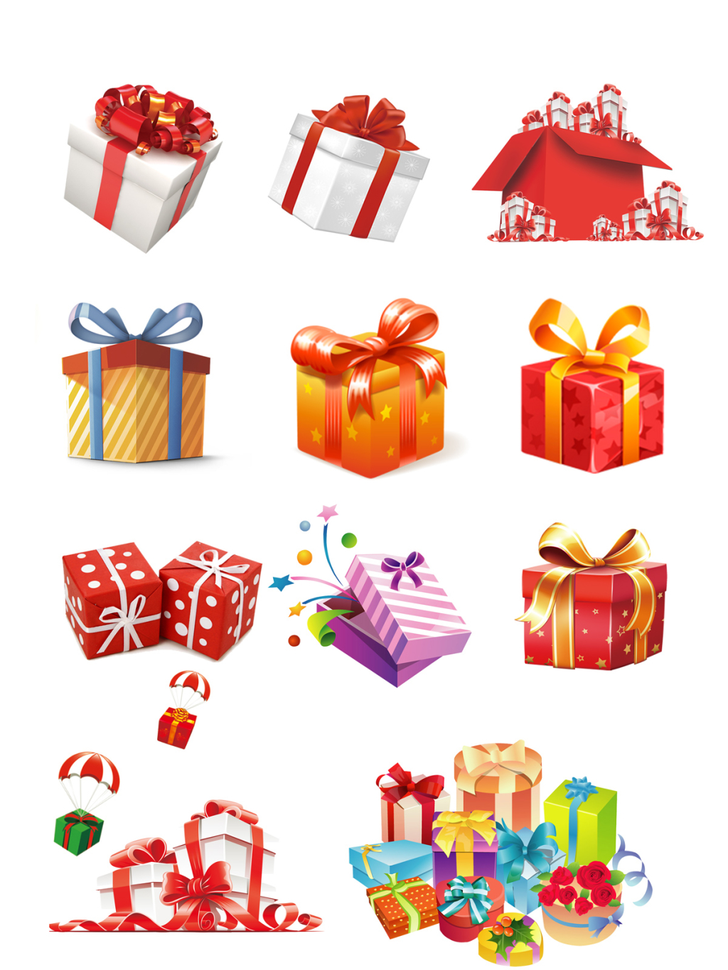 11个各种礼品素材矢量片礼盒素材