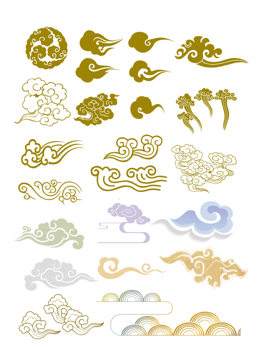 24个金色中国祥云素材