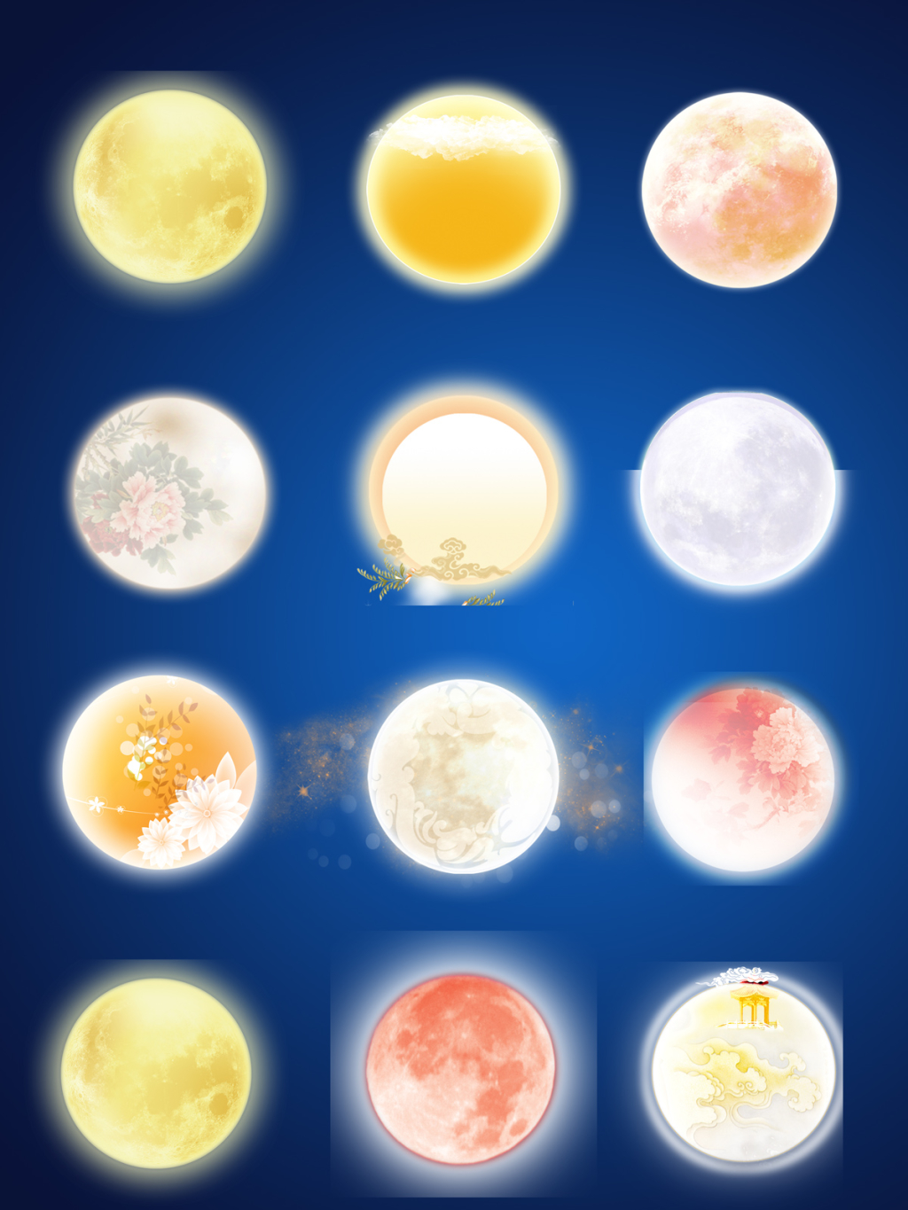 12个传统中秋月亮素材