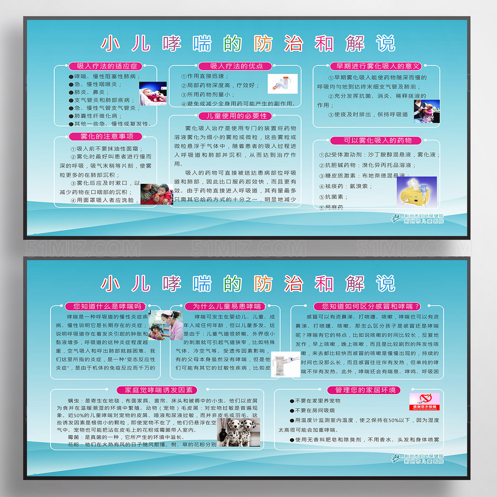 小儿哮喘的防治和解说医院展板
