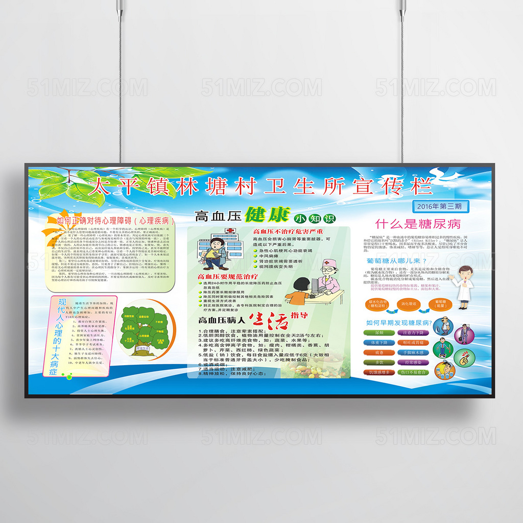 高血压糖尿病卫生所展板图片宣传栏
