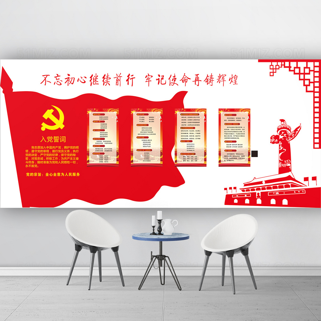 不忘初心党建宣传文化墙