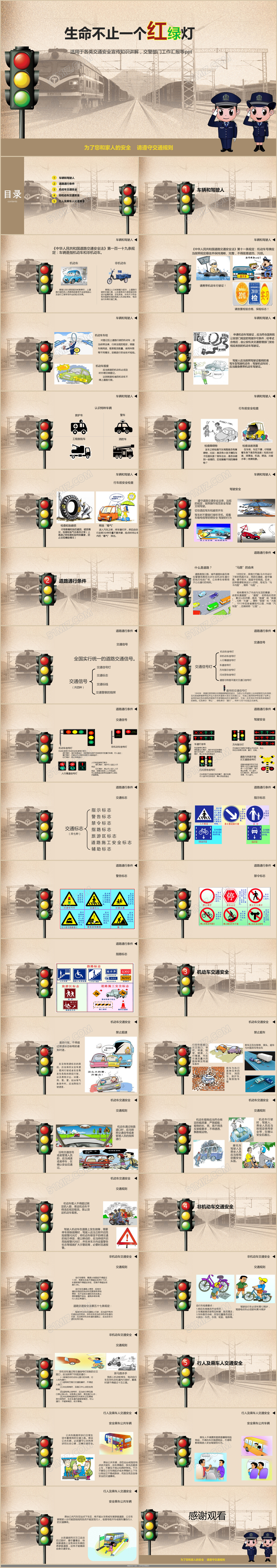 简洁交通安全宣传知识讲解交警部门工作汇报ppt模板