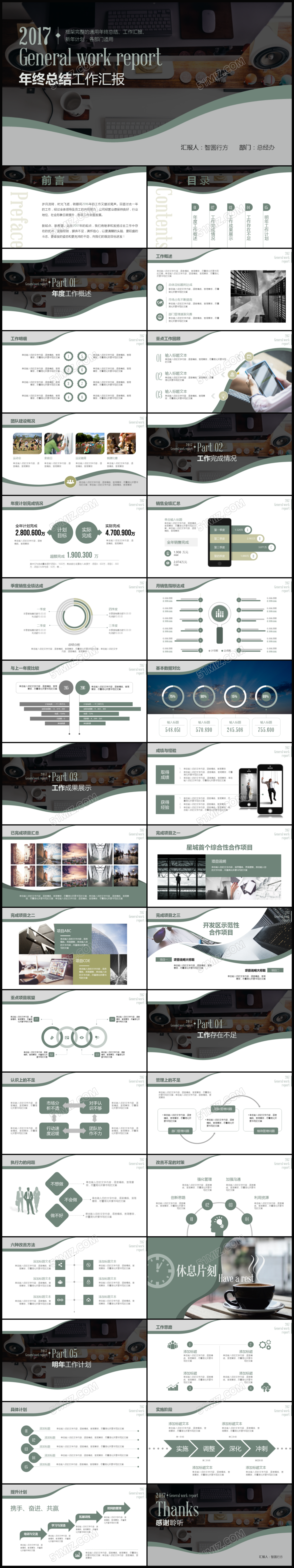 高级商务年终总结工作总结工作汇报PPT通用模板