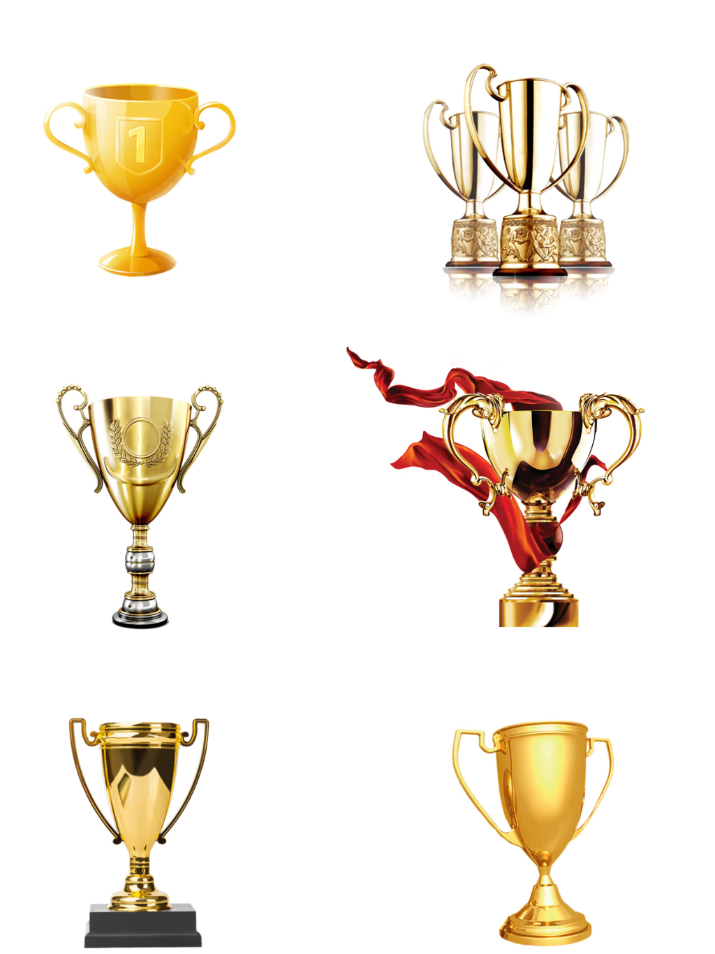 6个金质奖杯素材