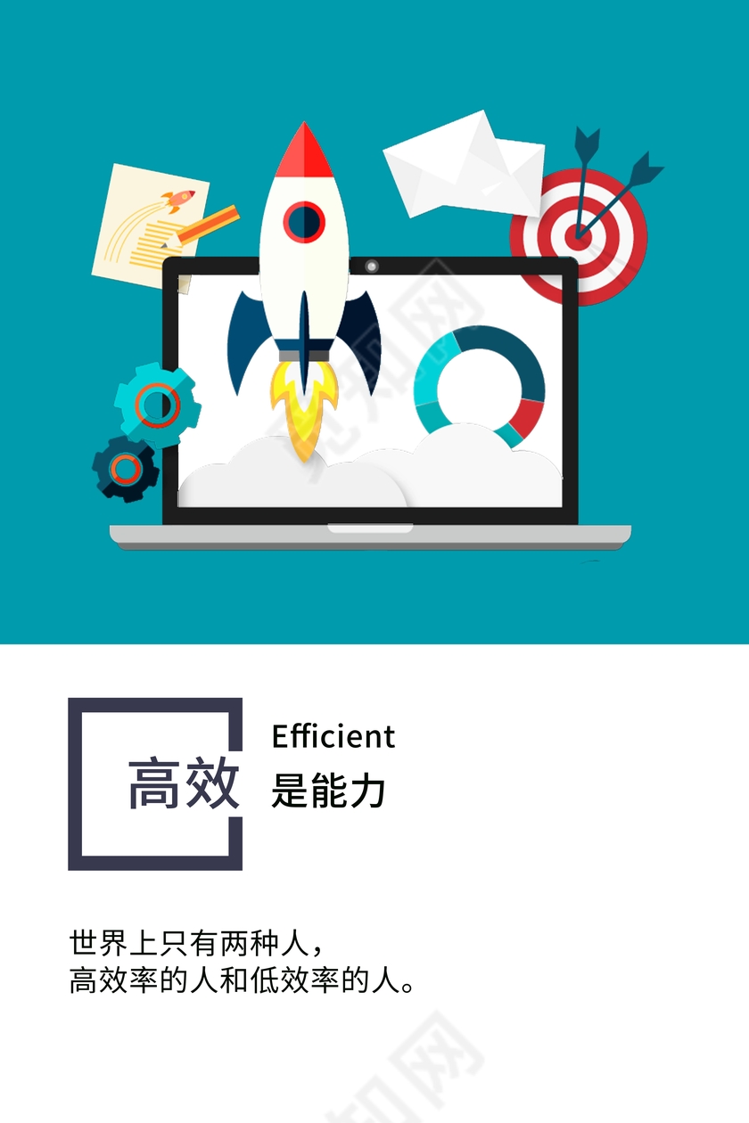 企业文化展板绿色拼接背景高效率励志标语挂画