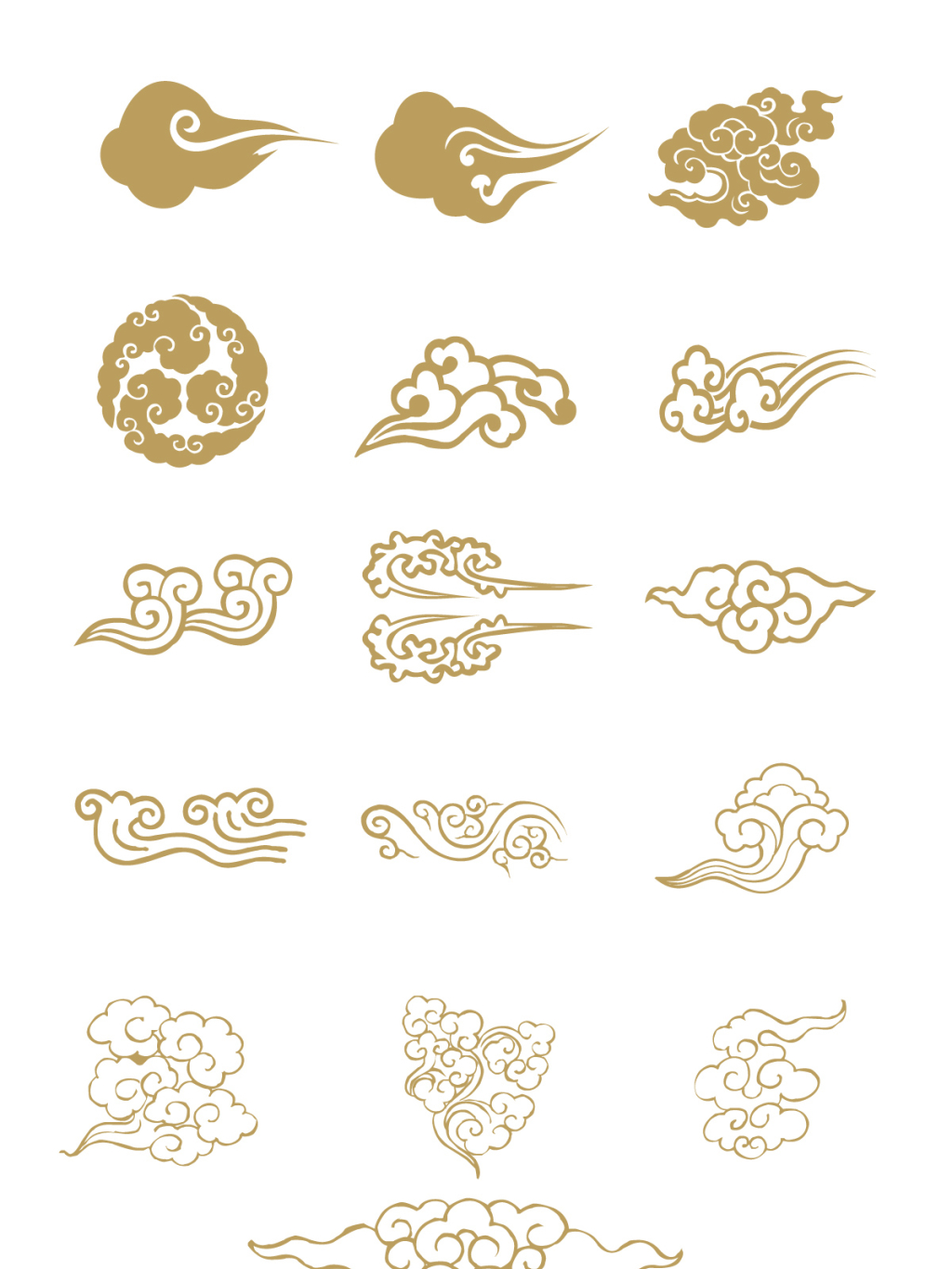 16个黄色祥云矢量素材