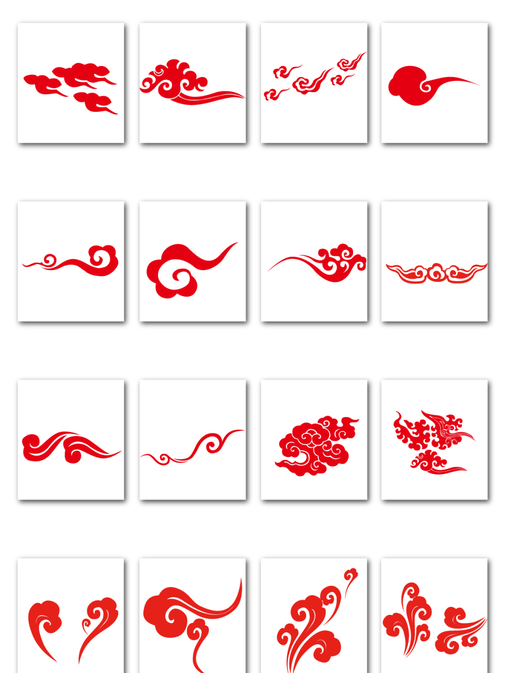 16个红色矢量祥云素材