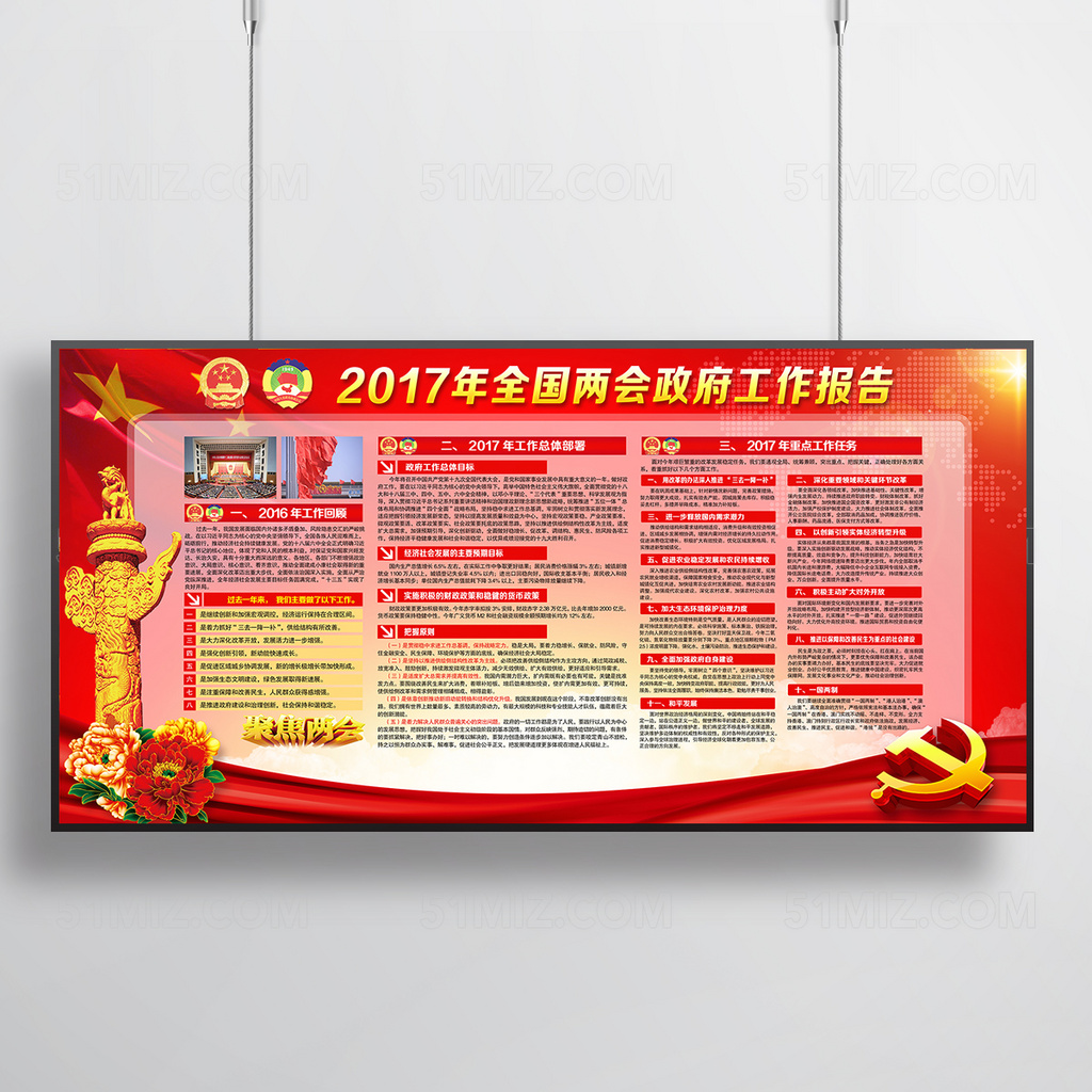 2017全国聚焦两会PSD党建展板