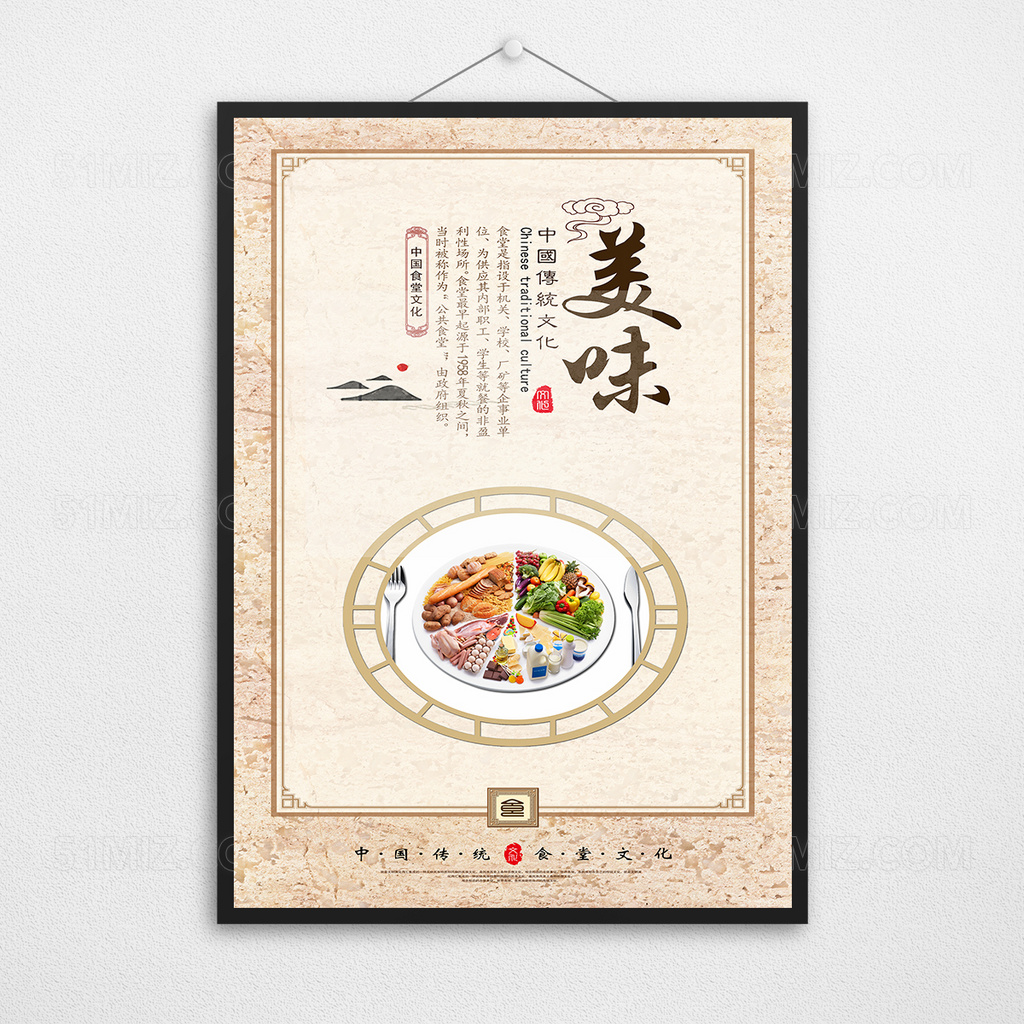 中国风学校食堂餐饮文化展板