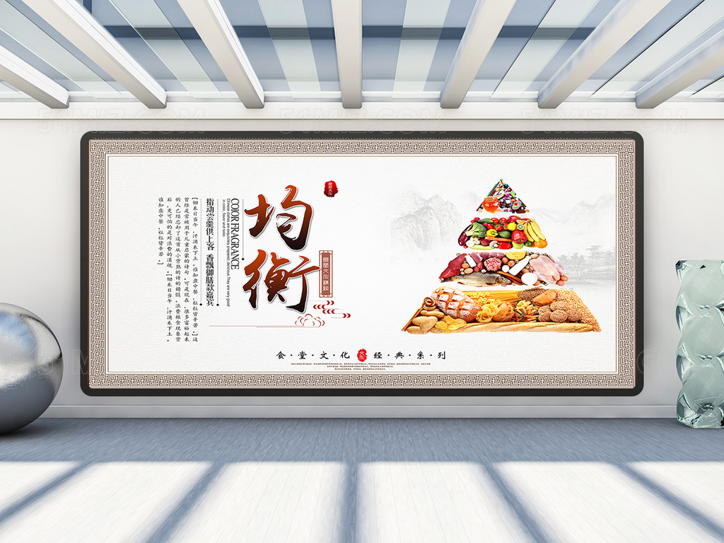 中国风学校食堂餐饮文化展板