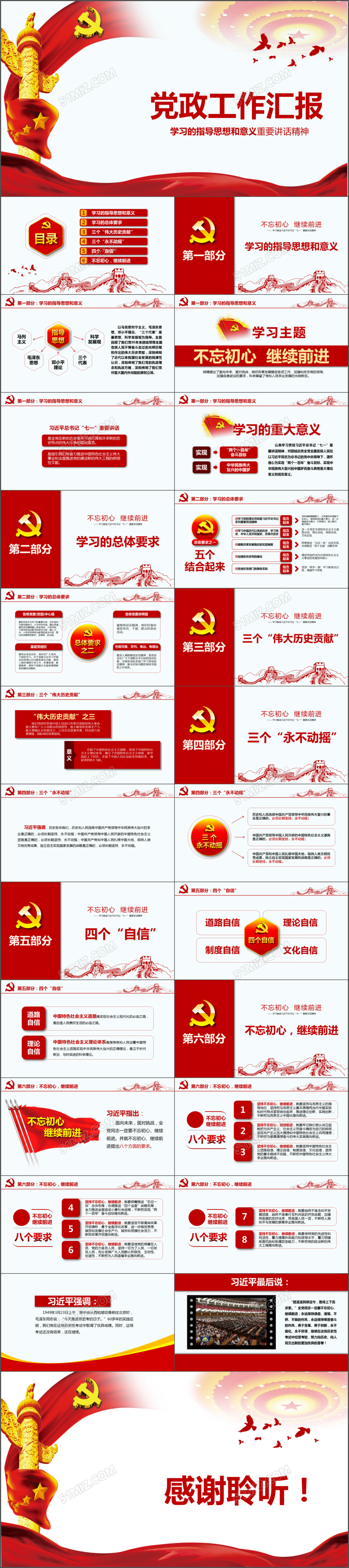 党政工作汇报 党政工作党建工作总结PPT模板