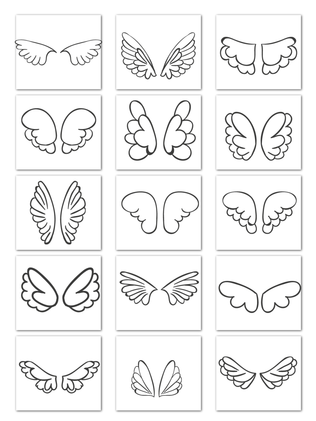 5个线性卡通翅膀素材