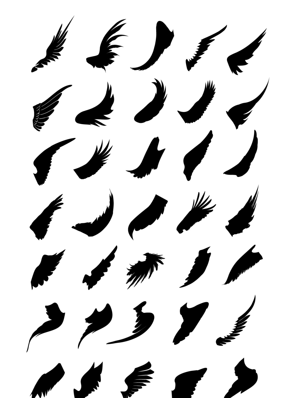 35个黑色矢量翅膀素材