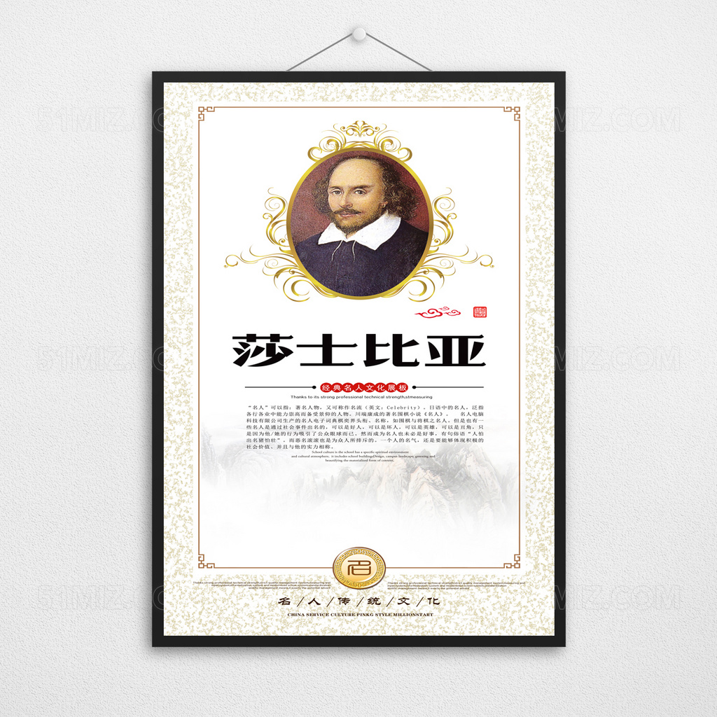 莎士比亚  校园经典名人展板海报