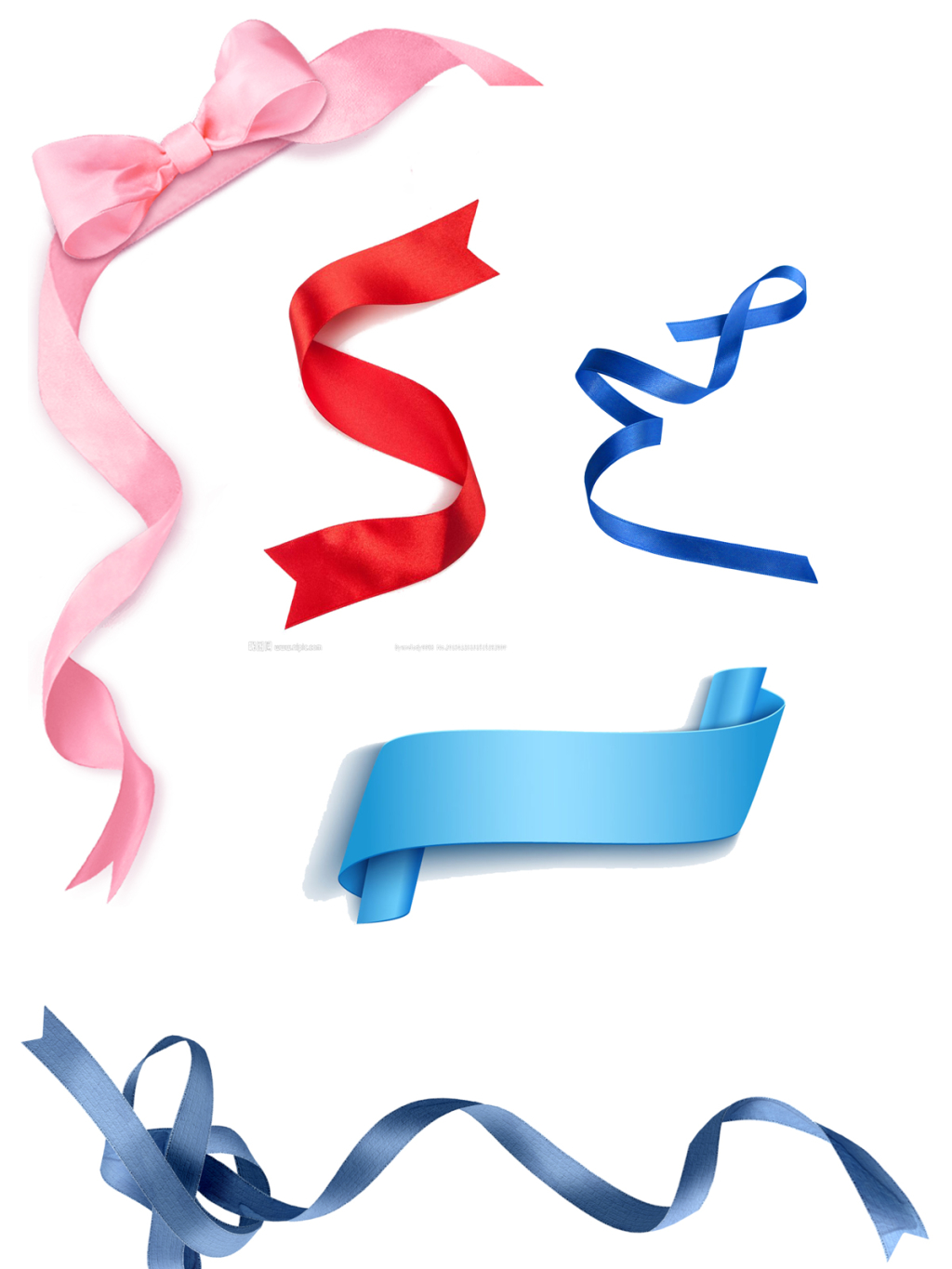 5个红蓝色丝带