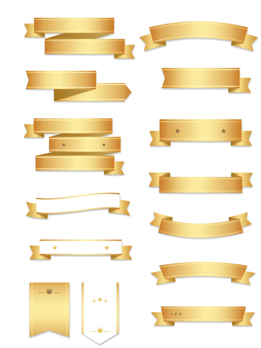 14个金色飘带矢量素材