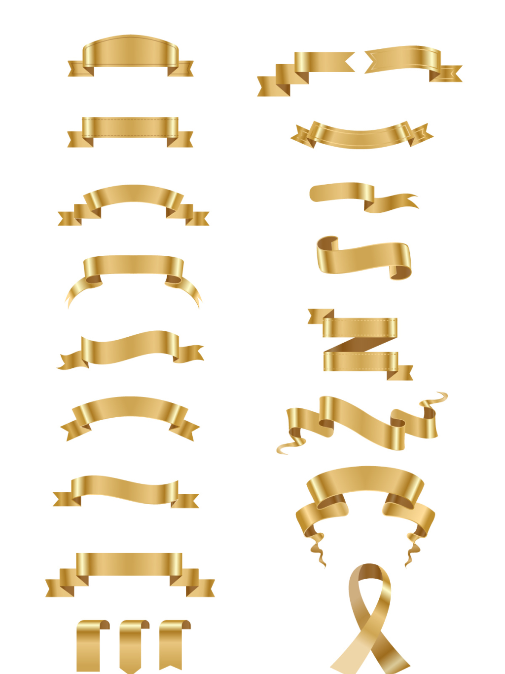 20个金色飘带矢量素材