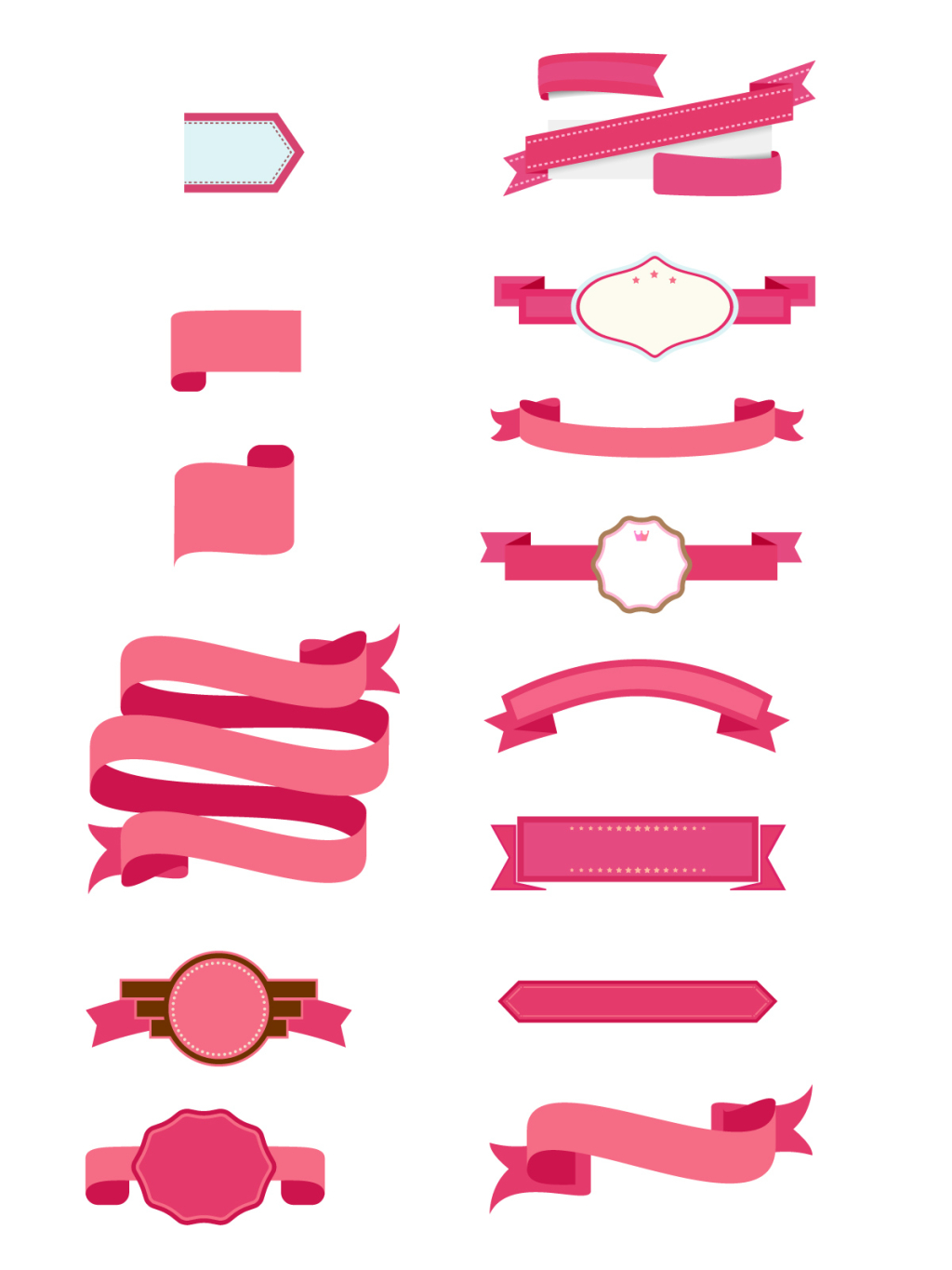 14个粉色丝带素材
