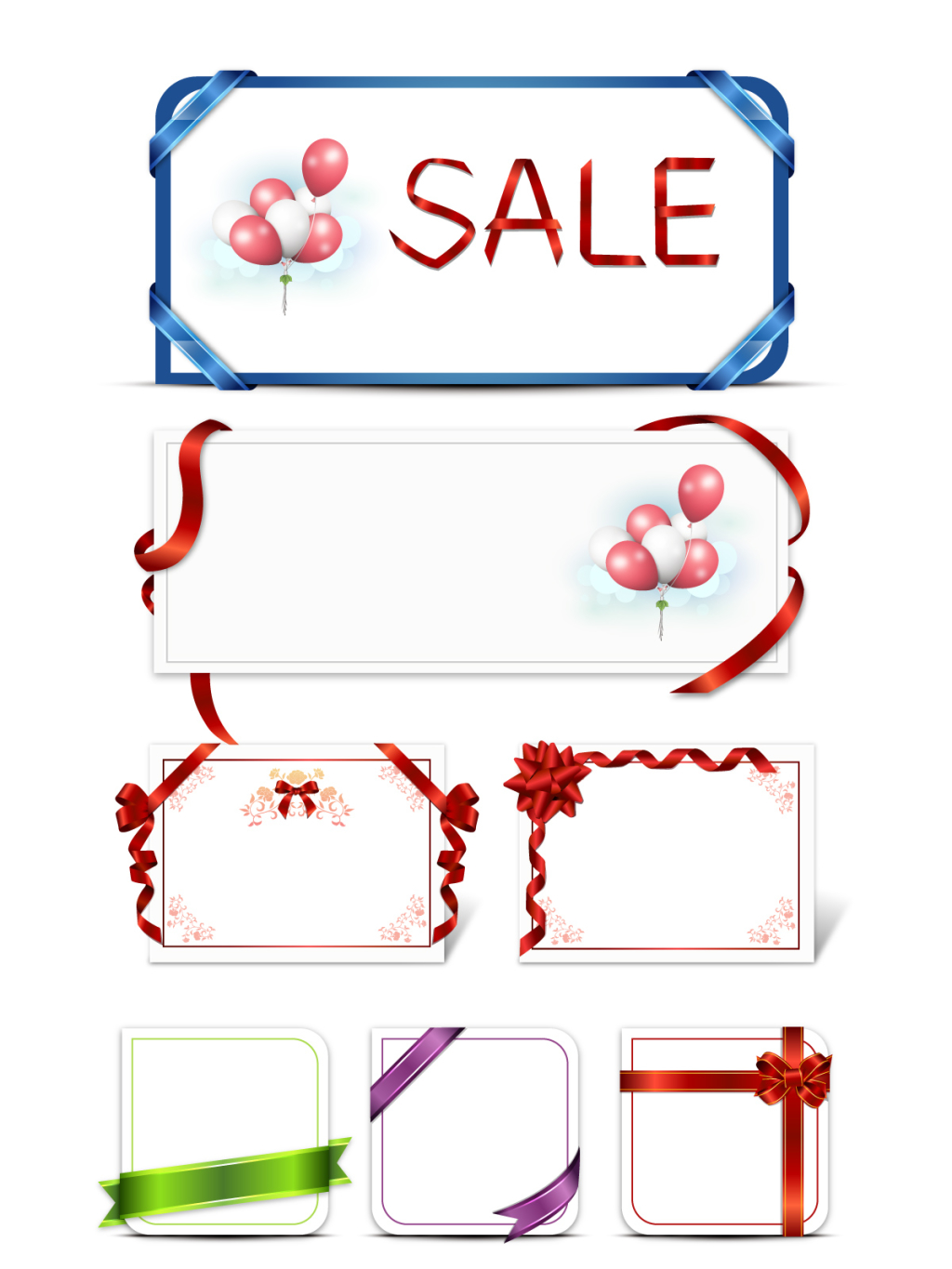 7个丝带边框矢量素材