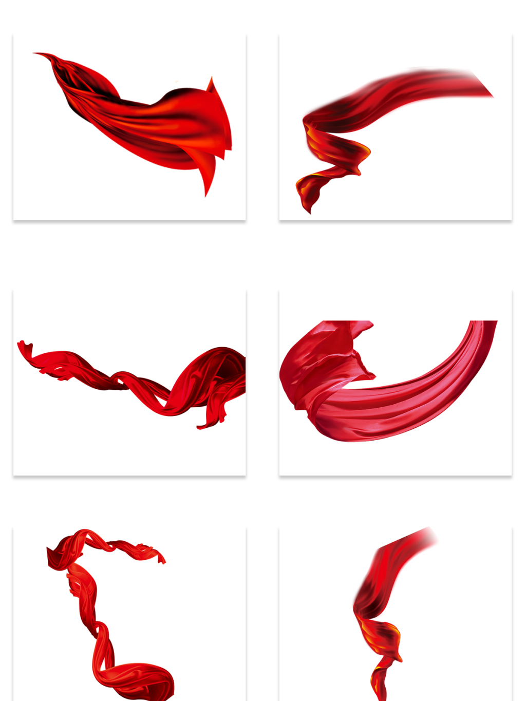 6个红丝飘带素材