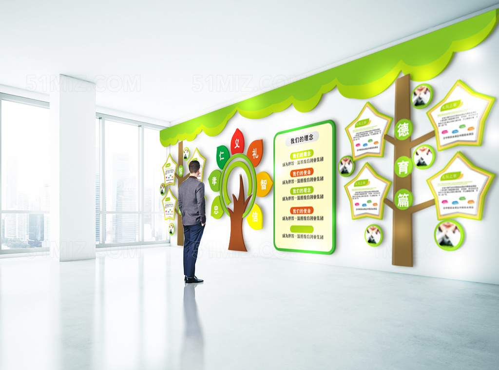 社区打造幼儿园大树立体企业文化墙照片墙