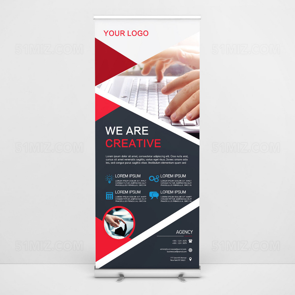 创意红色拼接高清招聘海报