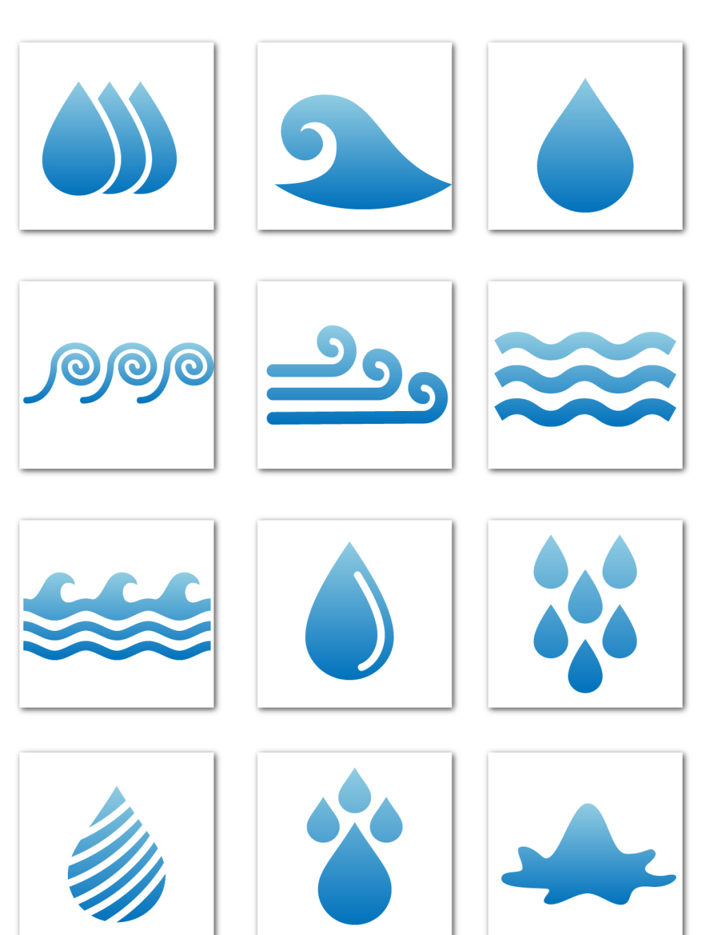 12个手绘矢量水滴波浪素材