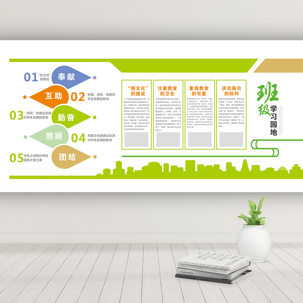 绿色清新班级文化墙