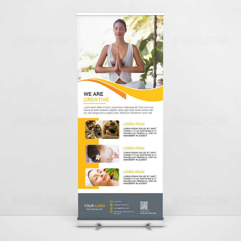 创意瑜伽班曲线健身俱乐部展架易拉宝