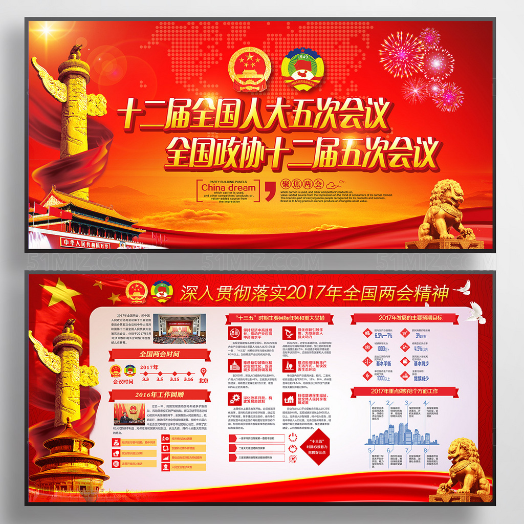 十二届全国人大五次会议党建展板
