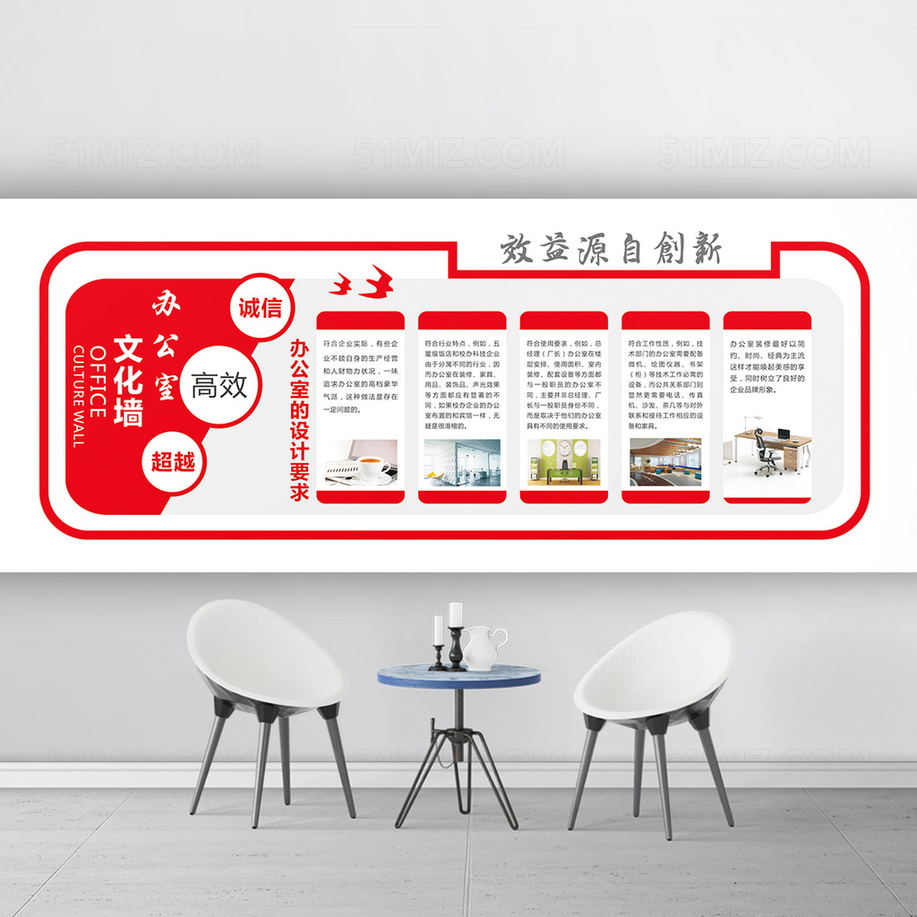 红色圆形办公室文化墙