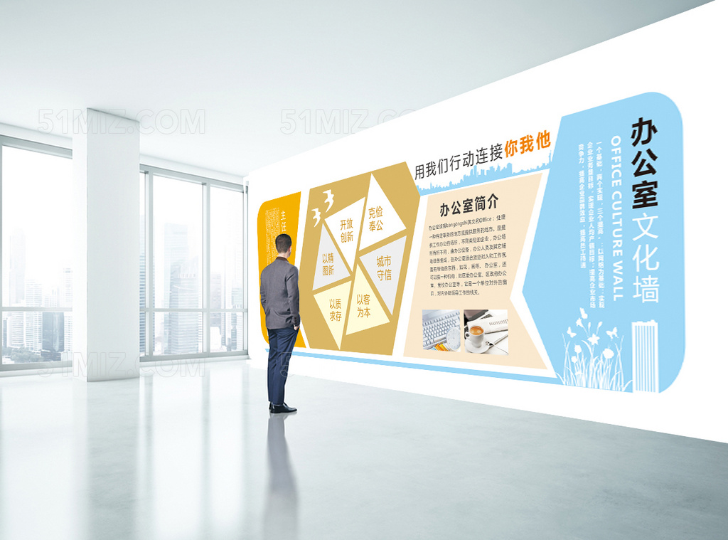 清新自然办公室文化墙