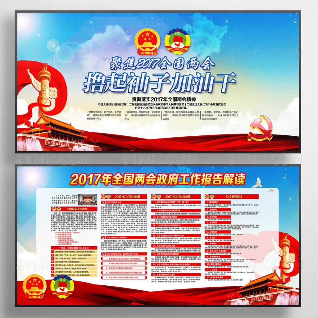 2017全国两会解读党建展板
